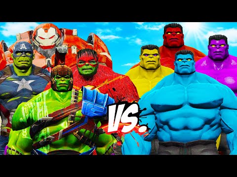 HULK CAPTAIN, HULK RAGNAROK, HULKBUSTER VS TEAM HULK COLOR   EPIC SUPERHEROES WAR