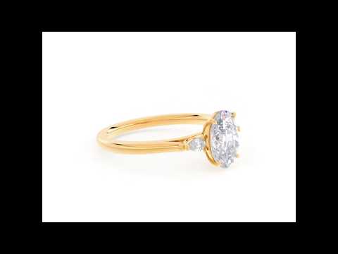 Yellow Gold Oval Brilliant with Pear-Shape Diamond Ring