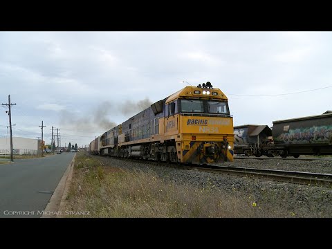 6MP4 TOLL Container Train Crosses SSR Grain Train (19/11/2021) - PoathTV Australian Railways
