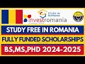 Romania Scholarships 2024-2025 - Romanian ARICE Fully Funded Scholarships for Bachelors, Masters,PhD