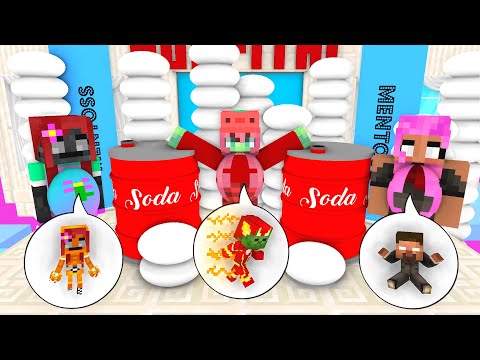 MONSTER SCHOOL: CUTE GIRL SODA COLA + MENTOS BEAUTIFUL GIRL TRANSFORMATION CHALLENGE - Minecraft