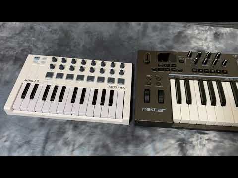 How does the Arturia MiniLab MkII 25 size compare to the Nektar Impact LX25+ size?