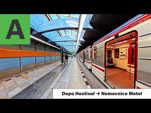 Prague Metro Line A – Depo Hostivař to Nemocnice Motol | Full Journey