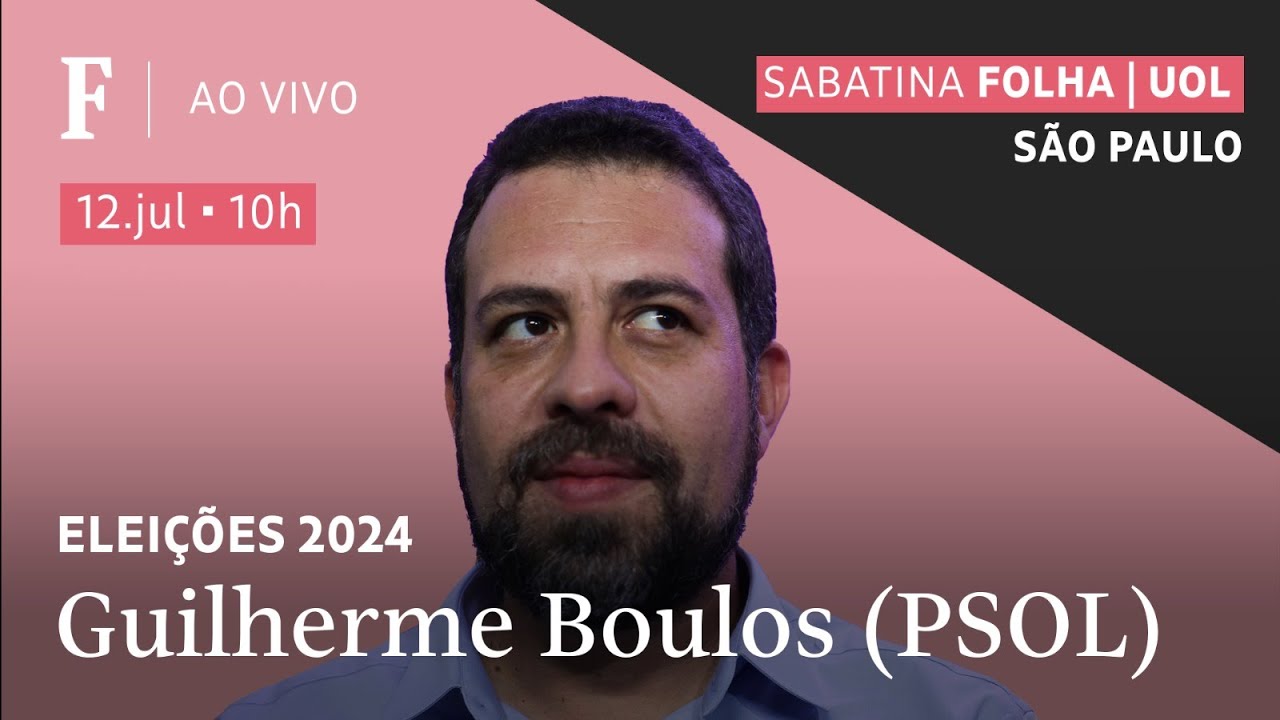 Guilherme Boulos (PSOL) participa de sabatina Folha/UOL com pré-candidatos de São Paulo