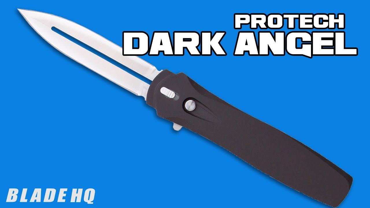 Pro-Tech Dark Angel Steel OTF Automatic Knife w/ Abalone (3.7" Stonewash Plain)