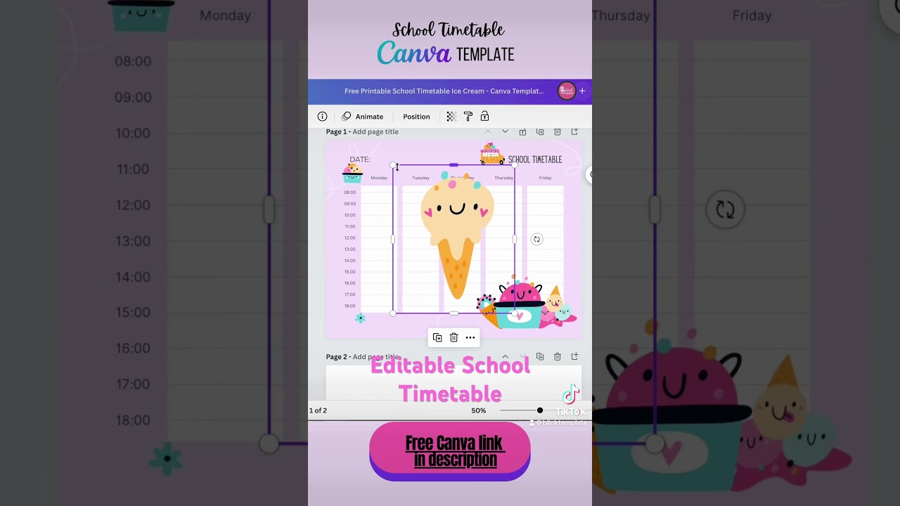 Canva Editable Timetable: Free Printable Timetable Template with Canva Link!