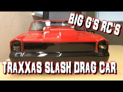 TRAXXAS SLASH DRAG CAR TAPED TIRES AND BODY