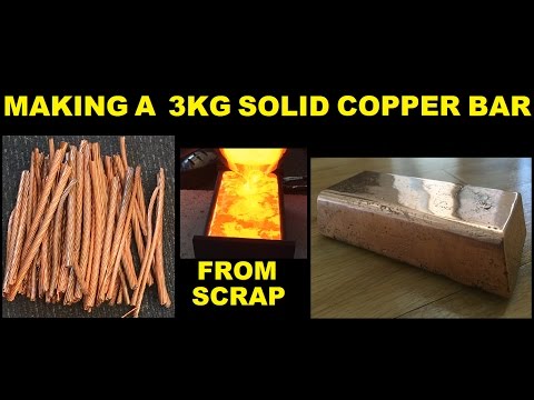 3 KG COPPER BULLION BAR  made from Scrap Cable MELTING COPPER 1080p