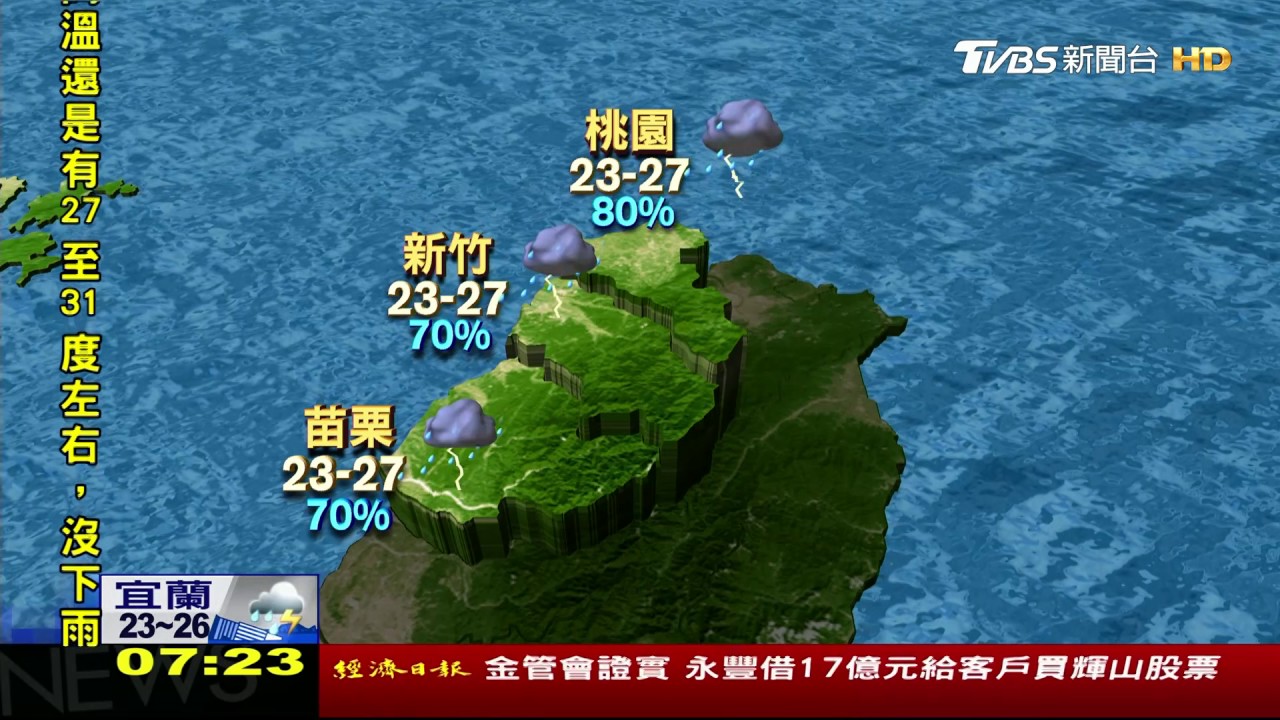 鋒面各地有雨局部大雨 季風增強溫降夜晚轉涼