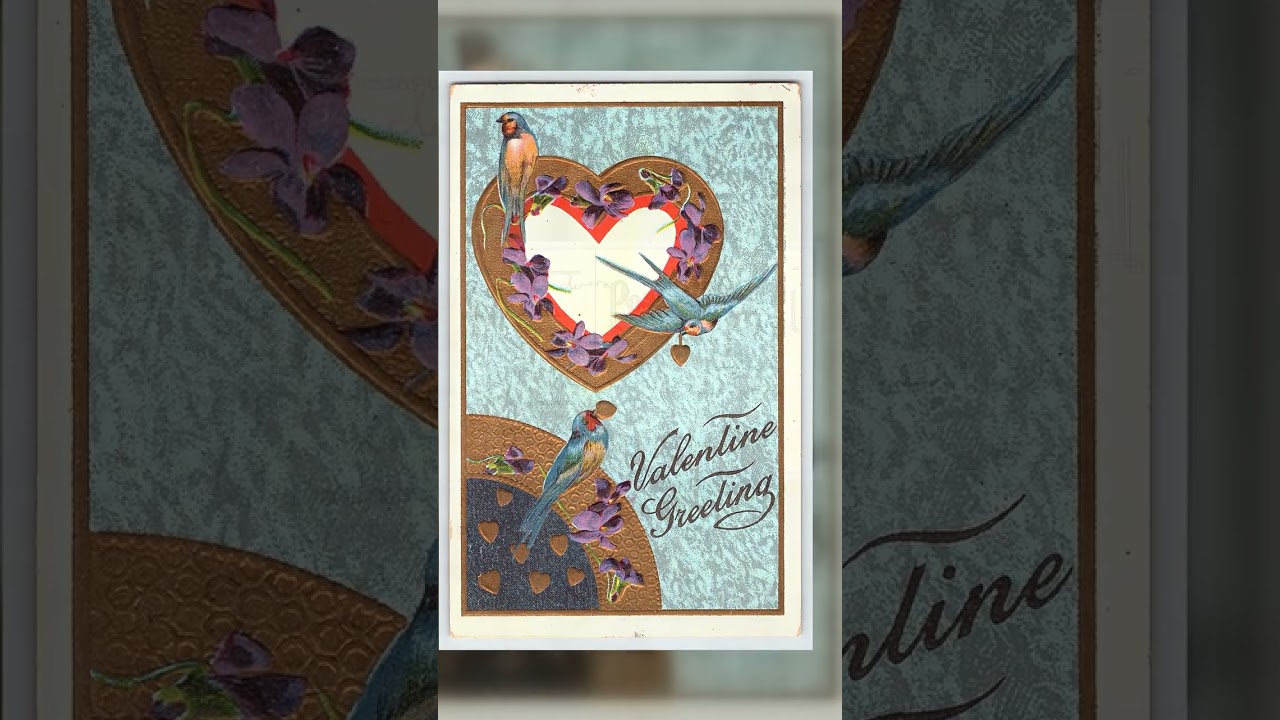 Valentine Greeting Postcard, Divided Back, Birds & Heart, 1911 Postmark Video