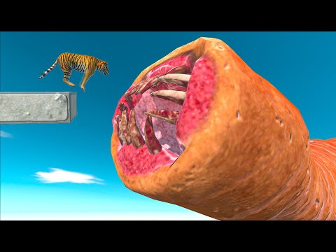 GIANT WORM CATCHES ANIMALS - Animal Revolt Battle Simulator
