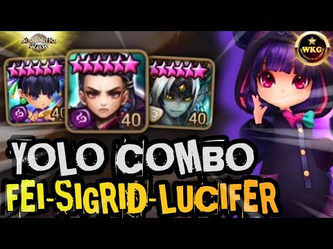 WTF BROKEN TEAM UP LUCIFER COMBO with SIGRID and FEI IN RTA SUMMONERS WAR