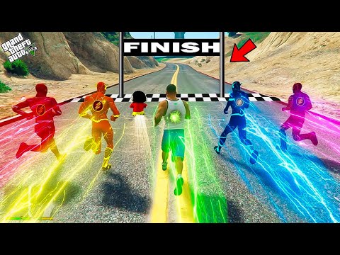 Franklin & Shin Chan and All Flash Avengers Biggest Running Race in Gta 5 in Telugu