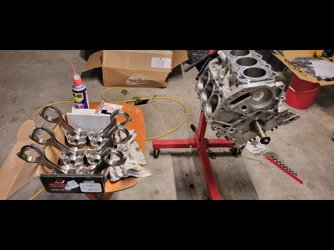 Forged VQ37VHR build part 18, rods and piston install