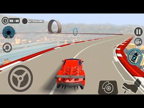 Impossible Car Tracks 3D - Red Ferarri Driving Stunts SImulator Level 5 Big Ramp Android Gameplay