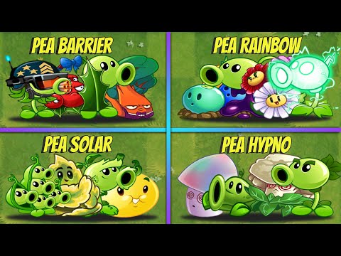 4 Team PEA & Solar | Hypno | Rainbow | Barrier Plants - Who Will Win? - PvZ 2 Team Plants Battlez