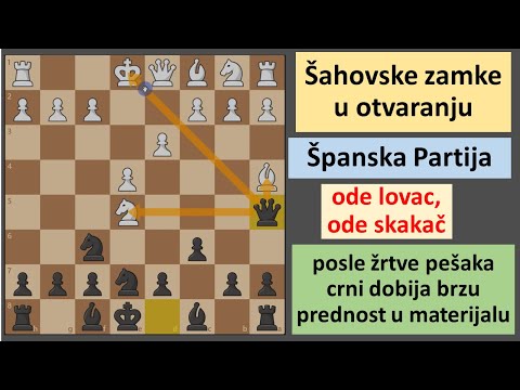 Šahovske zamke u otvaranju - španska partija - poklonom pešaka do brze prednosti u materijalu