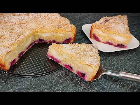 Better than cake! German Cake with Pudding and Streusel! Quick and easy! No mixer!