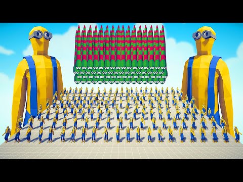 100x MINIONS + 2x GIANT MINIONS vs 5x EVERY GODS - Totally Accurate Battle Simulator TABS