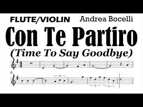 Con Te Partiro Violin Flute Sheet Music Backing Track Play Along Partitura