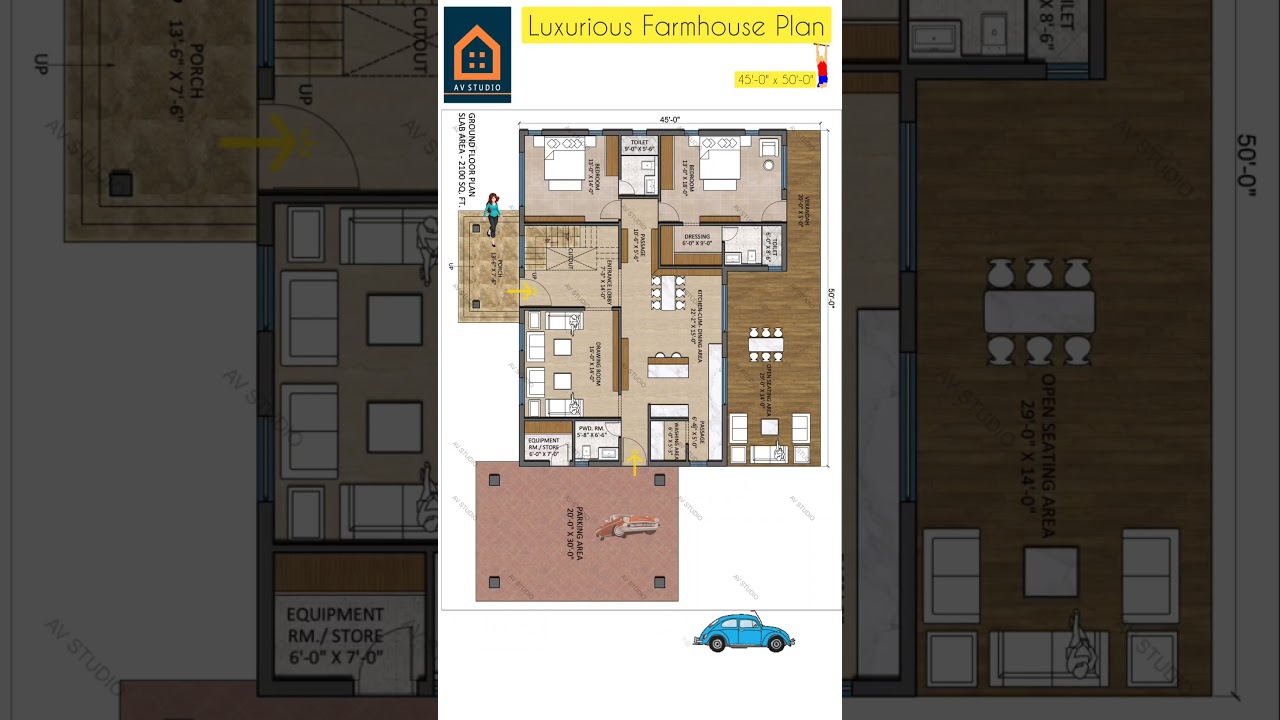 2BHK Luxourious Farmhouse Plan in 45x50 Feet Area #shorts  #houseplan #viralhouse #farmhouse