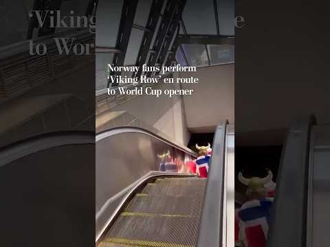 Norway fans perform 'Viking Row' en route to World Cup opener