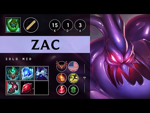 Zac Mid vs Azir - NA Grandmaster Patch 25.05