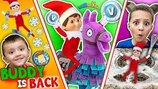 ELF on the SHELF FORTNITE! BUDDY is BACK in ACTION w/ Cookie Snow Angels (FUNnel Fam Xmas Vision)