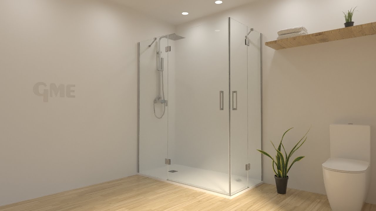 Mampara de Ducha Glass Fijo + Abatible con Bisagras