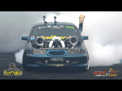 TWIN TURBO UTE "2MENTAL" TAGS THE WALL AT BURNOUT KING