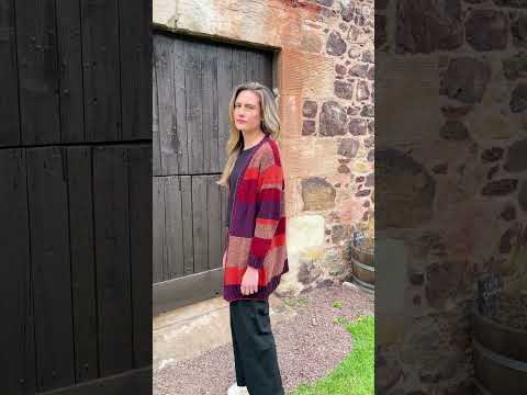 Long Striped Marcia Cardigan in Bordeaux colours