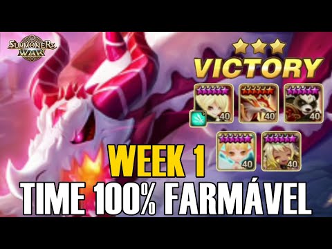 Masmorra Red Velvet Dragon com Time 100% Farmável F2P - Week 1! | Summoners War