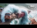 360° VR Disaster: Train Cliff Plunge Amidst Tsunami Chaos