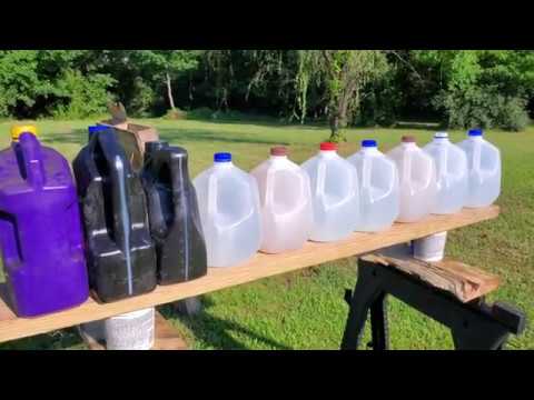 How many water jugs will a 726 gr slug go through?