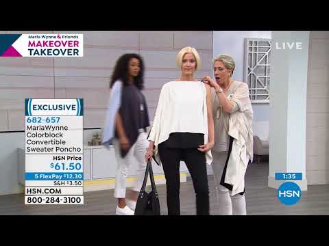 MarlaWynne Colorblock Convertible Sweater Poncho