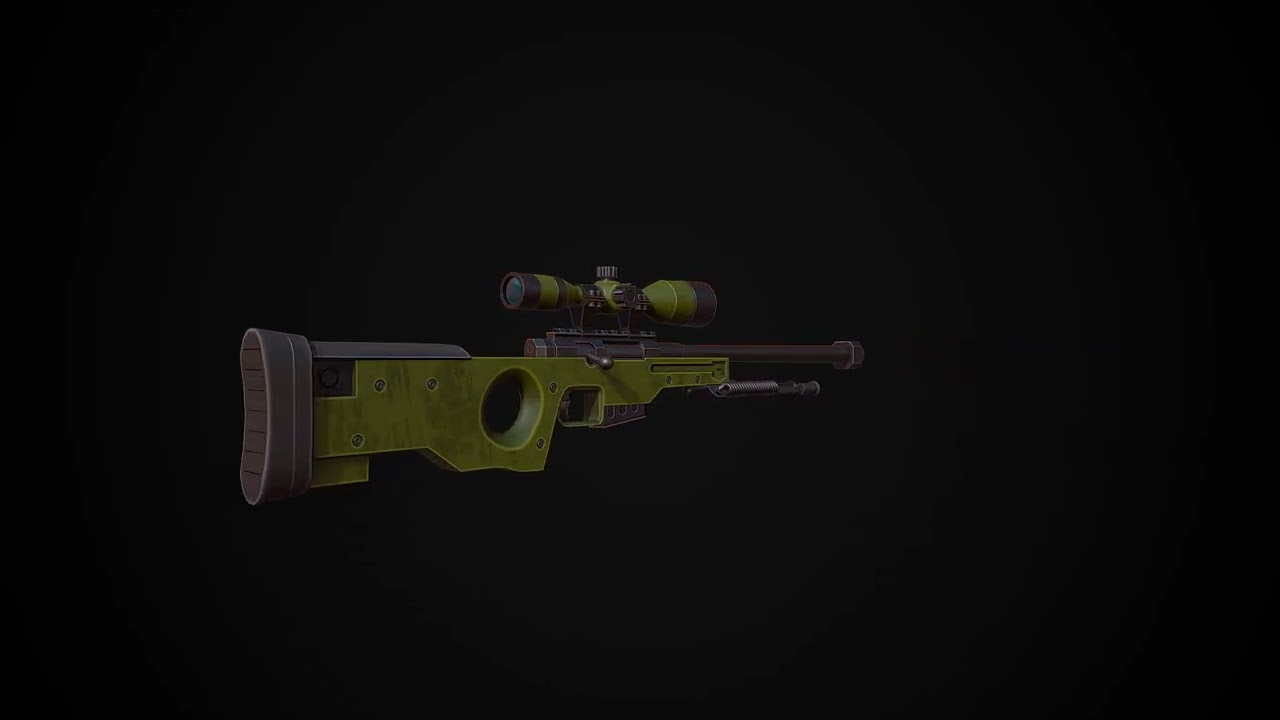 Stylized AWP Sniper Rifle 3D Model