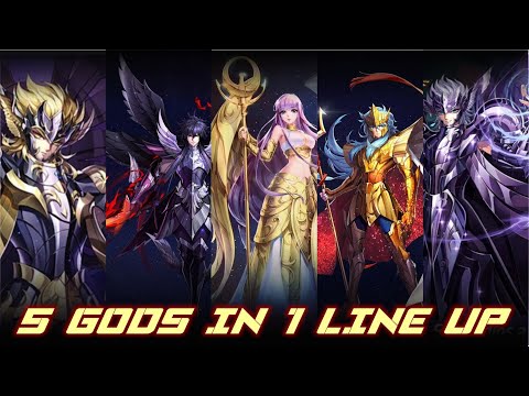 Saint Seiya Awakening - 5 GOD'S IN 1 LINE UP!! LET'S TRY THIS COMBO