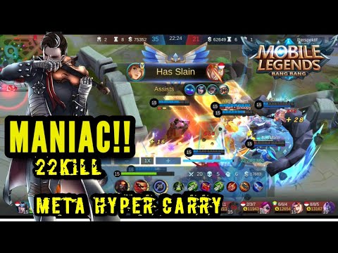 Hyper Carry Granger 22kill Gameplay Maniac - Mobile Legends