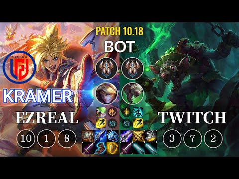 LGD Kramer Ezreal vs Twitch Bot - KR Patch 10.18