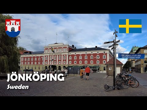 Jönköping, Sweden. Walk in the city. 4K