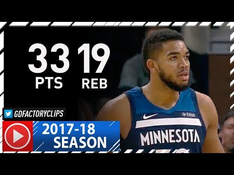Karl-Anthony Towns Full Highlights vs Thunder (2017.10.27) - 33 Pts, 19 Reb, BEAST!