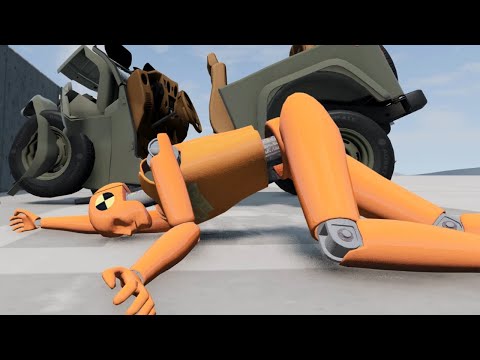 Car crash test without seatbelt with dummy