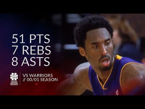 Kobe Bryant 51 pts 7 rebs 8 asts vs Warriors 00/01 season