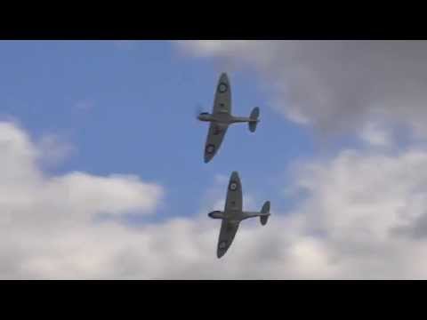 USAF F-15s and Spitfires Heritage Flight - Duxford Battle of Britain Airshow 2015