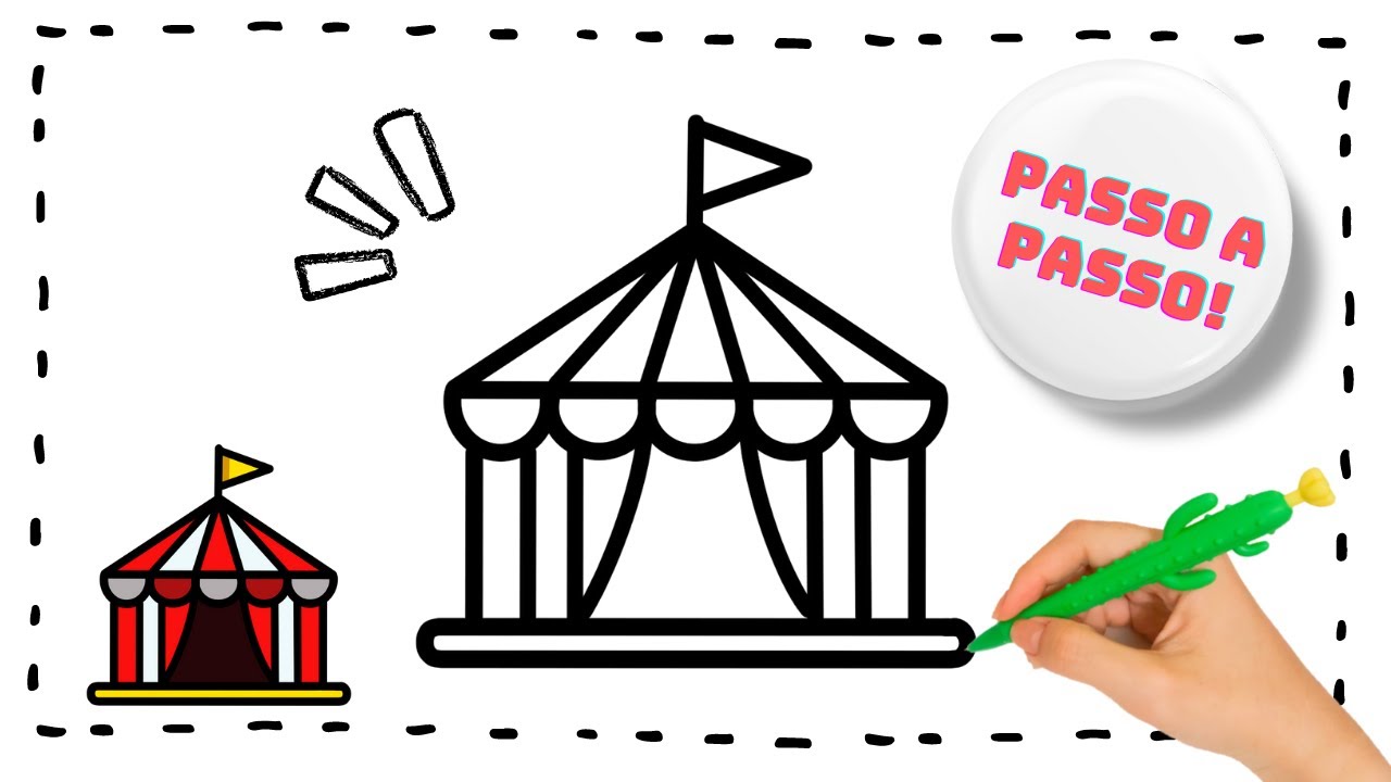 🟡 COMO DESENHAR UMA TENDA DE CIRCO PASSO A PASSO • Tutorial de Desenho | ArteKIDS