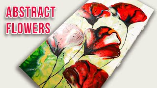 Amazing and Simple Straw Blown Poppies! How to Paint Abstract Flowers