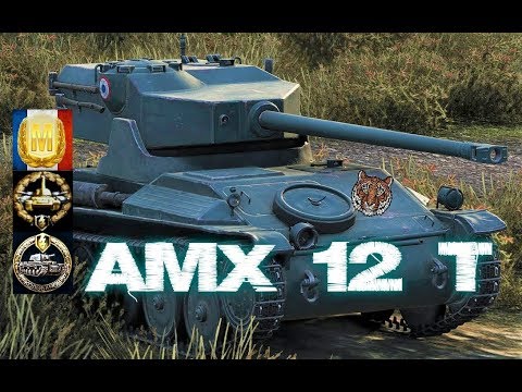 AMX 12 T World of Tank Blitz Aced gameplay 3500 DMG 1 vs 4