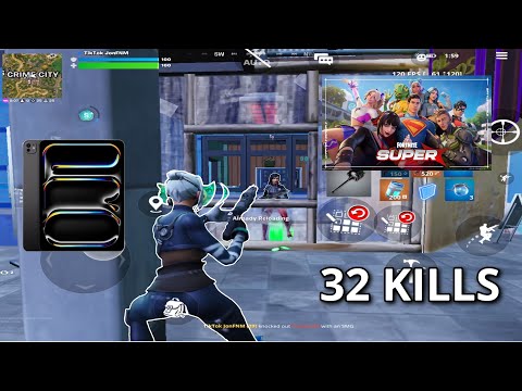 Fortnite Mobile - 32 Kill Solo vs Squad WIN | iPad Pro M4 (120FPS) (HD GAMEPLAY)