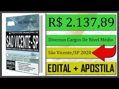 Edital Concurso de São Vicente SP 2020   Diversos Cargos De Nível Médio
