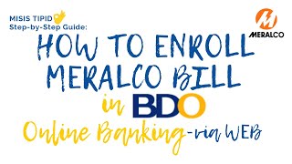 How to enroll Meralco in BDO Online Banking